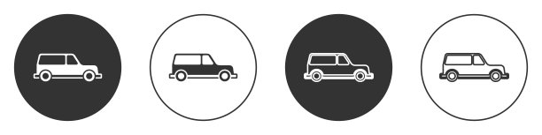 黑色灵车图标孤立在白色背景上。圆按钮。向量图片下载