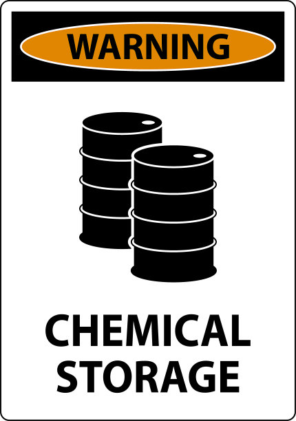 白色背景警告化学品储存图片下载
