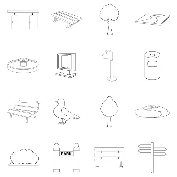 公园图标集轮廓图片下载