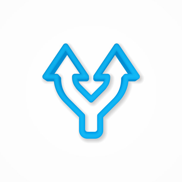 连接，分离，两条路径，方式现实的图标。三维线矢量插图。俯视图图片下载