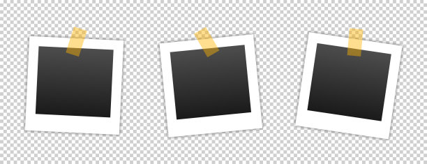 相框的收藏。宝丽来相框。相框与现实的投影矢量效果孤立的设计。用胶带固定在透明的相框上。图片下载