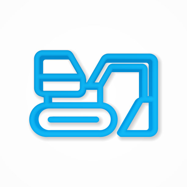 挖掘机现实的图标。三维线矢量插图。俯视图图片下载