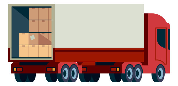 装着纸板箱的货车。海运运输图片下载