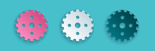 剪纸自行车链轮曲柄图标孤立在蓝色背景。纸艺术风格。向量图片下载