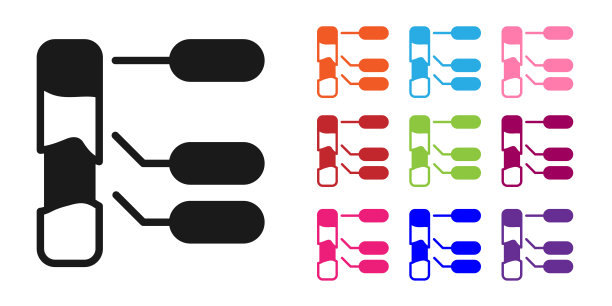 黑色农业土壤测试和结果图标孤立在白色背景上。数字土壤分析。设置图标丰富多彩。向量图片下载