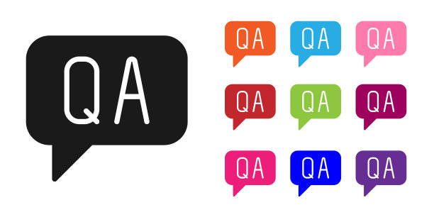黑色演讲气泡与问题和回答图标孤立在白色背景。Q和A符号。常见问题的迹象。聊天语音气泡和图表。设置图标丰富多彩。向量图片下载