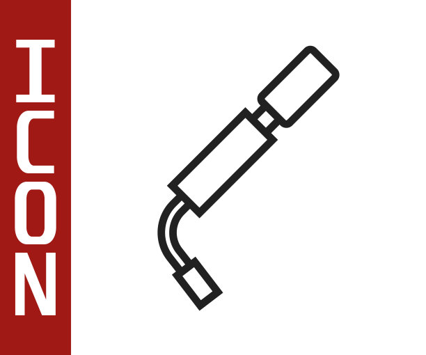 黑色线自行车气泵图标孤立在白色背景上。向量图片下载