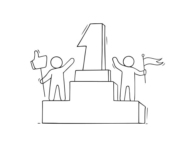 小人物的素描站在基座上。图片下载