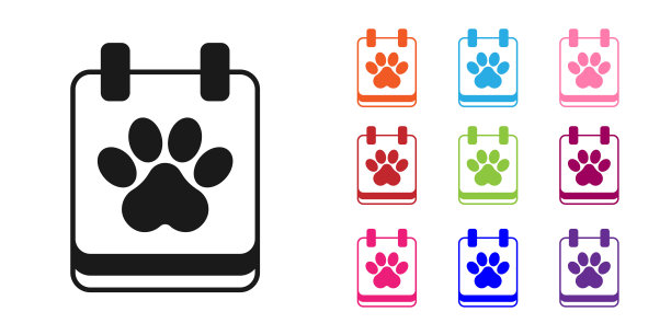 黑色日历美容图标孤立在白色背景。事件提醒标志。设置图标丰富多彩。向量图片下载