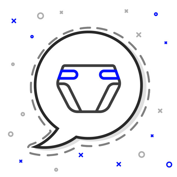 线成人尿布图标孤立在白色背景上。色彩斑斓的轮廓的概念。向量图片下载