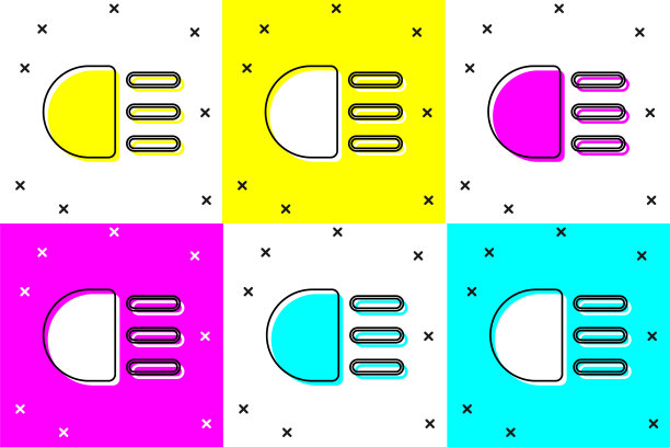 设置远光灯图标孤立的颜色背景。汽车大灯。向量图片下载