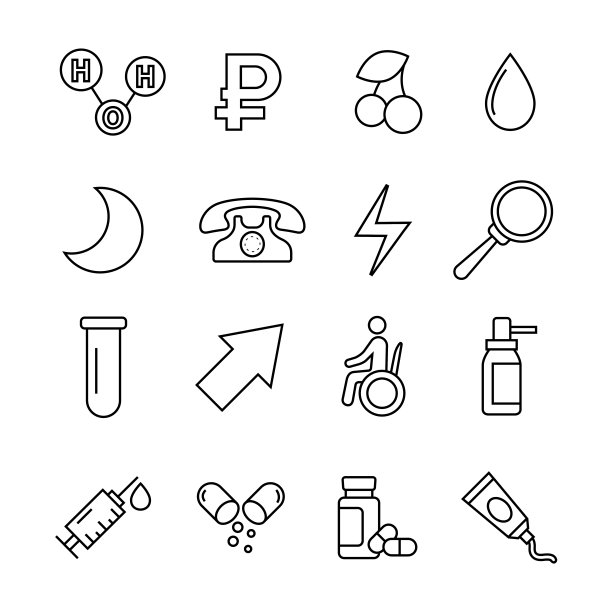 不同医学图标的向量线性集图片下载
