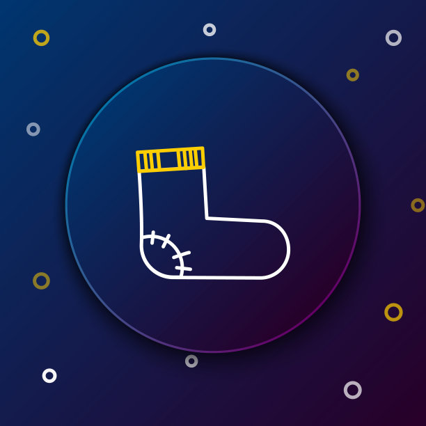 线婴儿袜子衣服图标孤立在蓝色背景上。色彩斑斓的轮廓的概念。向量图片下载