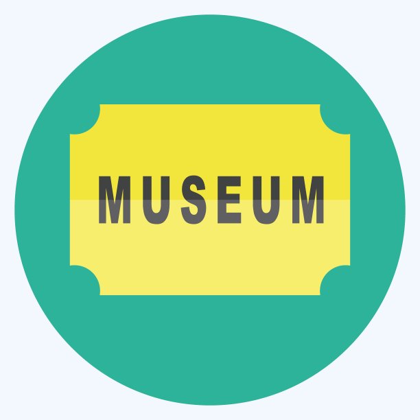 图标博物馆标签-平面风格-简单的插图，有利于打印，公告，等图片下载