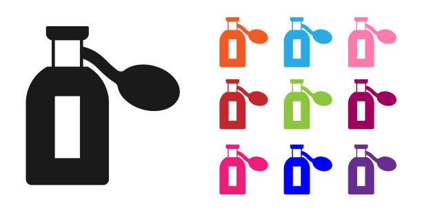 黑色香水图标孤立在白色背景上图片下载