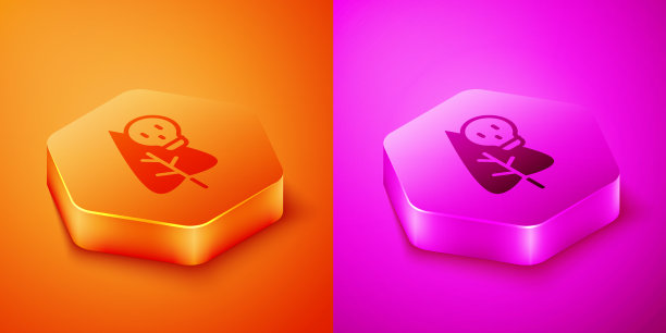 等距毒药花图标孤立在橙色上图片下载