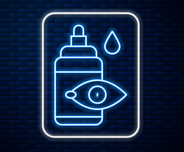 发光霓虹灯线滴眼瓶图标孤立上图片下载