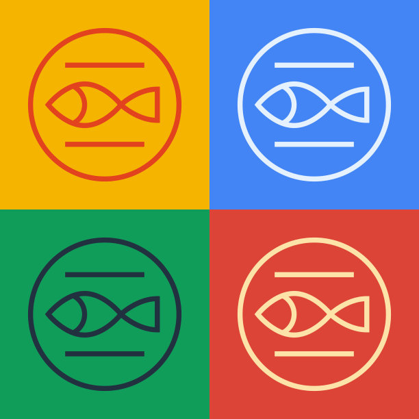 波普艺术线条孤立的双鱼座符号图标上图片下载