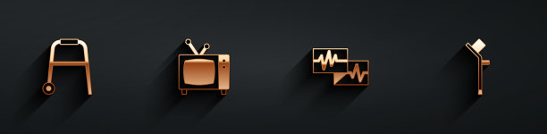 把步行者复古电视监视器和心电图图片下载