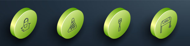 设置等距线厨房围裙牛排肉图片下载