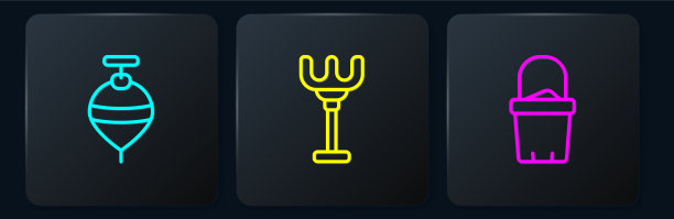 在桶和耙中设置旋转玩具沙线图片下载