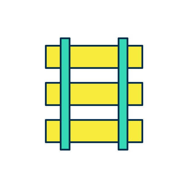 填充轮廓铁路，铁路轨道图标孤立在白色背景。向量图片下载