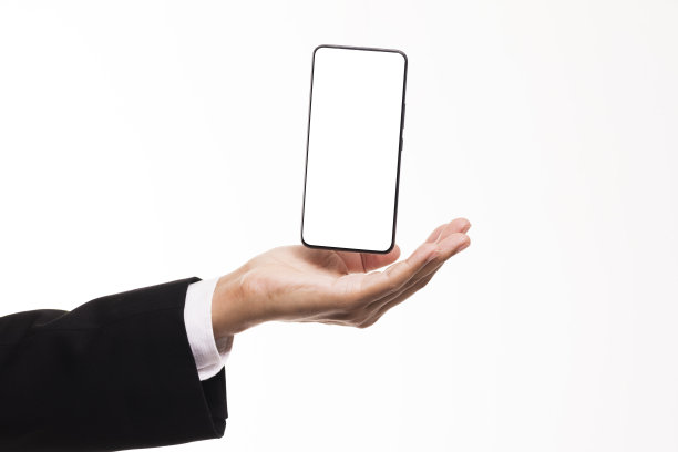 商家用黑屏展示智能手机显示屏。图片下载