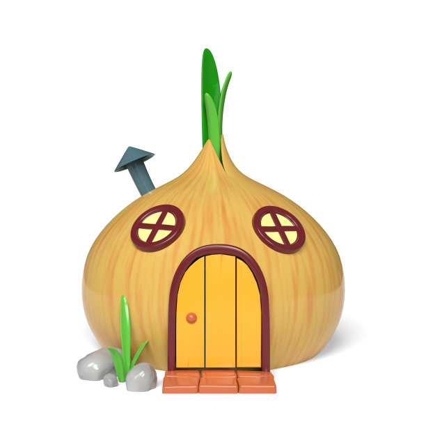 可爱的卡通洋葱屋。图片下载