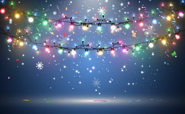 一个透明背景上的光花环的矢量插图。图片下载