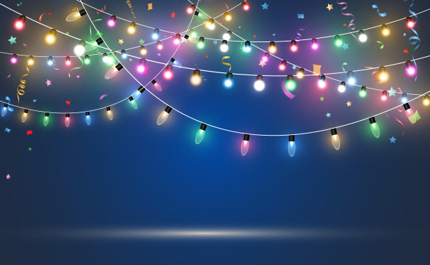 一个透明背景上的光花环的矢量插图。图片下载