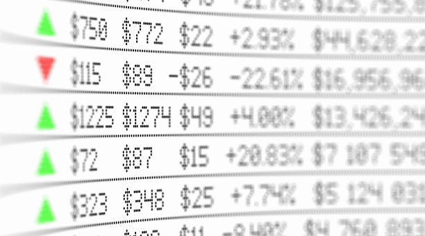 数字屏幕上的股票市场业务图表。成功与亏损的金钱观念。交易屏板。金融3 d演示。图片下载