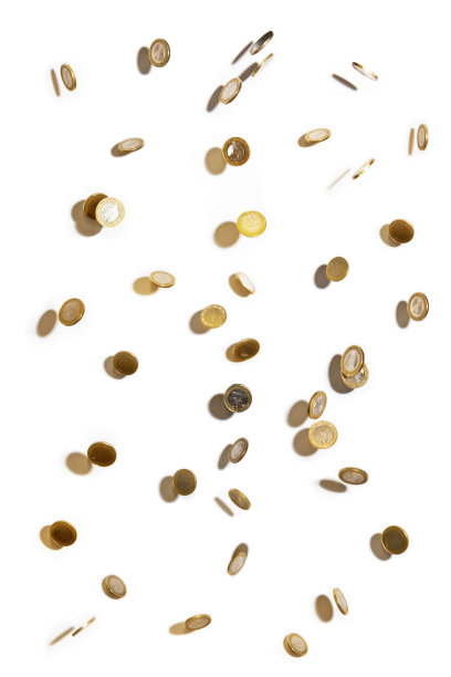 掉落的欧元硬币——钱的雨图片下载