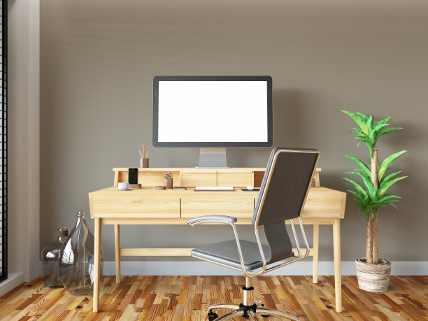 现代斯堪的纳维亚风格的家庭办公室图片下载