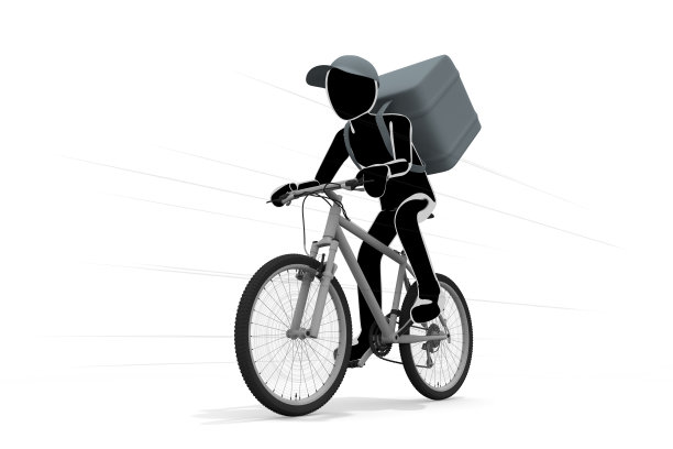 由自行车。骑摩托车送外卖。信使作为信使工作的人兼职工作。图片下载