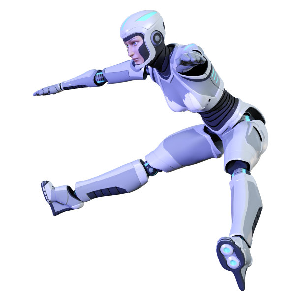 3D渲染女性机器人在白色图片下载