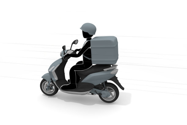 由自行车。骑摩托车送外卖。信使作为信使工作的人兼职工作。图片下载