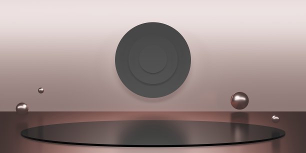 舞台圆形基地禅宗和最小的花园概念明亮的白色工作室场景3D插图图片下载