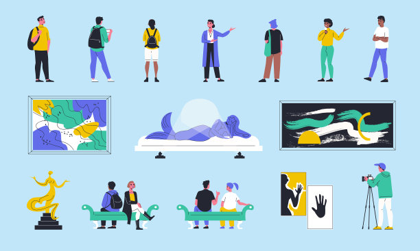 艺术画廊彩色套装图片下载