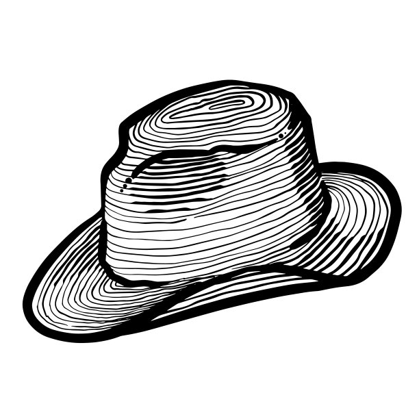 男人帽子在黑色和白色的手绘制矢量插图图片下载