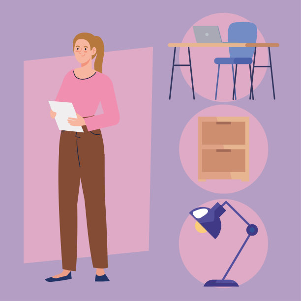 女商人和办公室图标图片下载