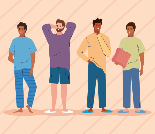 四个男睡衣模特图片下载