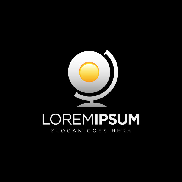 鸡蛋标志图标的地球仪，世界食品旅游标志图标矢量模板上的黑色背景图片下载