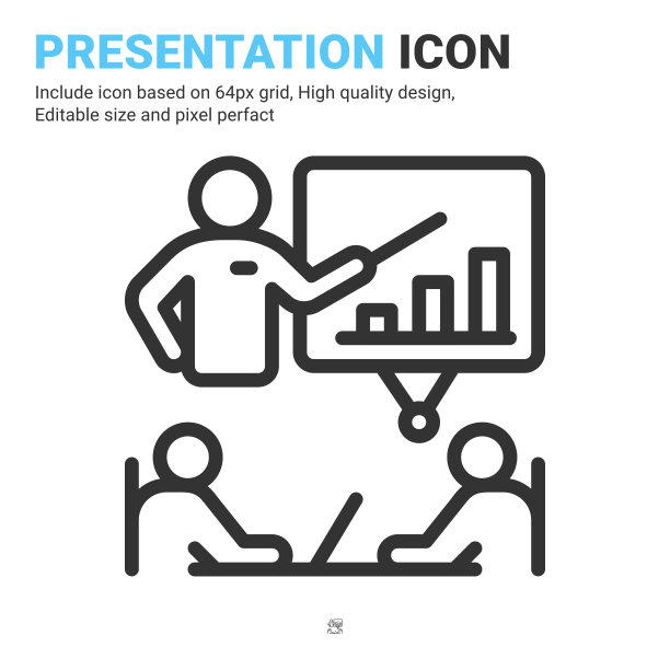 表示图标矢量与轮廓风格孤立在白色背景。矢量插图会议标志符号图标概念的商业，金融，行业，公司，应用程序，网络和所有项目图片下载
