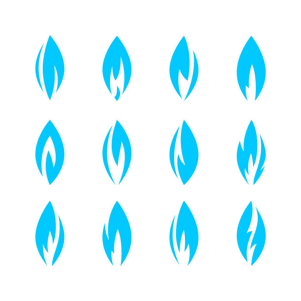 火焰，设置图标，矢量插图图片下载