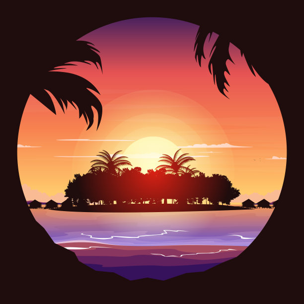 日落马尔代夫海岛度假小屋度假旅游圈观图片下载