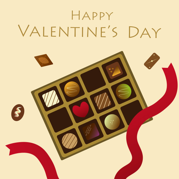 情人节，巧克力盒。图片下载