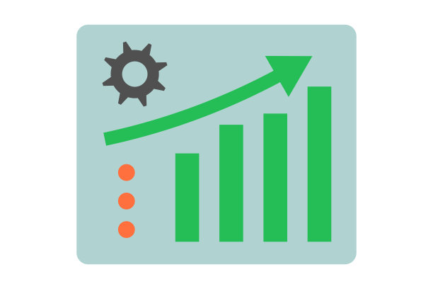 条形图和齿轮图标。业务改善。增加销售。向量。图片下载