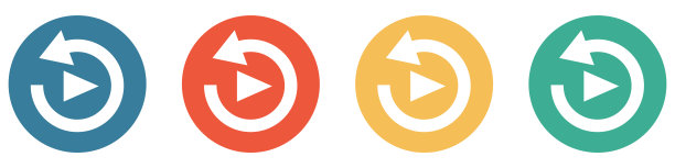 彩色横幅与4个按钮:重复视频图片下载