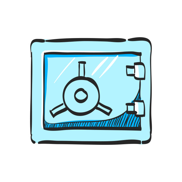 彩色绘图中的保险箱图标。银行，钱，财富，商店图片下载