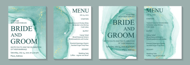 水彩背景与抽象青色墨波和金色飞溅。图片下载